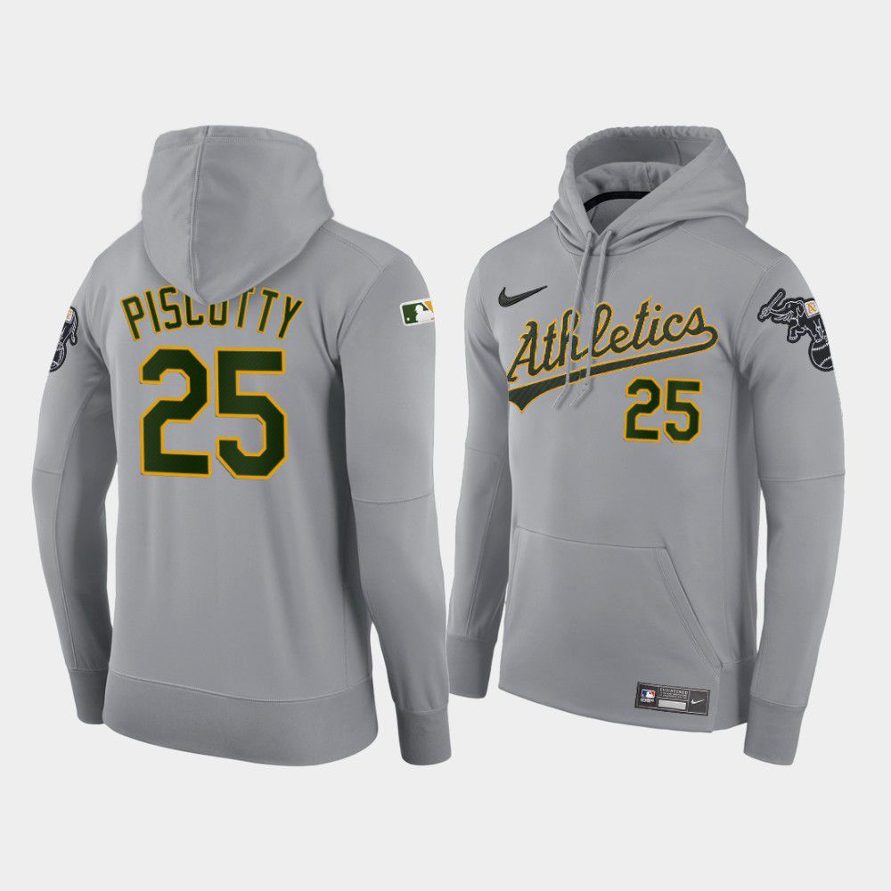 Men Oakland Athletics #25 Piscotty gray road hoodie 2021 MLB Nike Jerseys->oakland athletics->MLB Jersey
